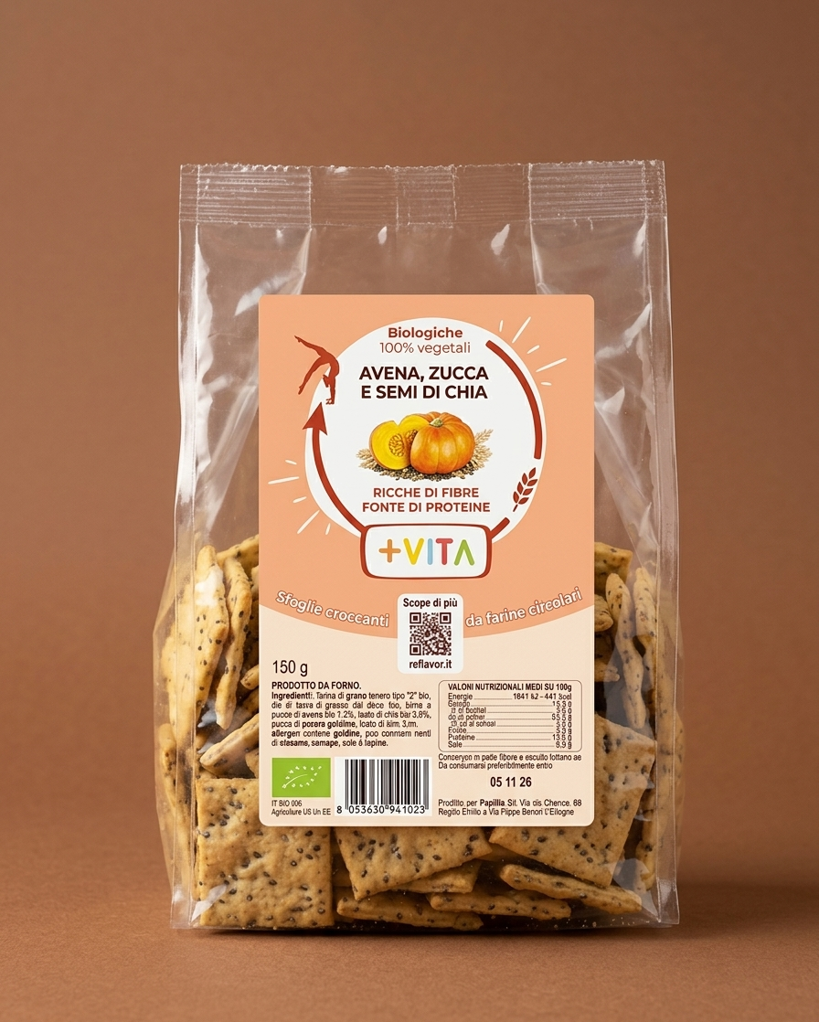 Sfoglie Croccanti Zucca, Avena e semi di Chia BIO 100%Vegetali